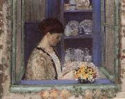frederick carl frieseke Mis.Frederick in front of the window USA oil painting artist